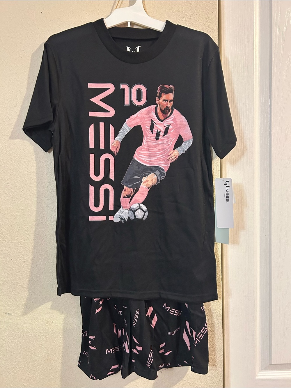 Kids Messi Black and Pink Soccer Pajama Set